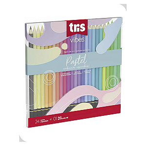 Kit Lápis Cor Tris Vibes Pastel 24 Cores Macio + 1 Lápis 6b