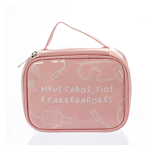 Necessaire Maleta Multiuso, Meus Cabos,Fios etc , Florie  Rosa