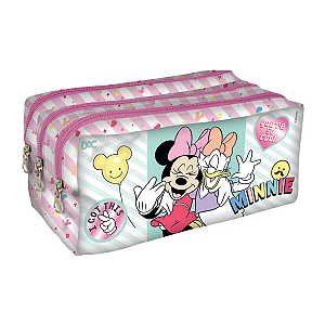 Estojo Triplo Em Tecido Minnie Escolar Menina Dac