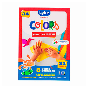 Bloco Papel Criativo A4 110g 8 Cores 32 Folhas Lyke Escolar