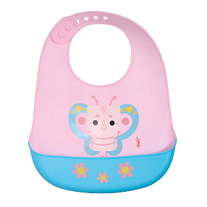 Babador Infantil de Silicone com Pega Migalhas Borboleta