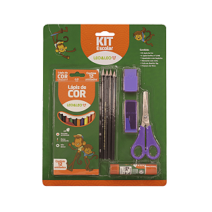 Kit Material Escolar Infantil 24 Itens Lápis De Cor Leo&leo