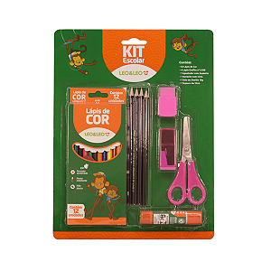 Kit Material Escolar Infantil 24 Itens Lápis De Cor Leo&leo
