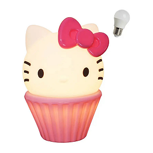 Luminária Infantil Hello Kitty Cupcake Rosa Com Lâmpada Led Luminária Infantil Hello Kitty Cupcake Rosa Com Lâmpada Led