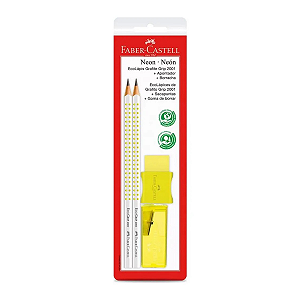 Ecolápis Grafite Kit Com Borracha E Apontador - Amarelo Neon