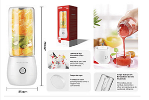 MINI LIQUIDIFICADOR PORTATIL 400ML TOMATE MAZ-008