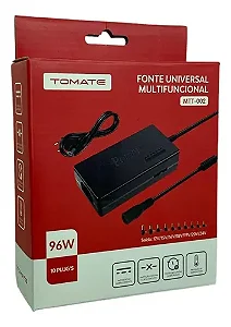 FONTE UNIVERSAL PARA NOTEBOOK COM 10 PLUG 120W TOMATE MTT-002