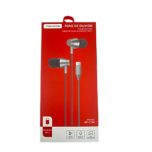 FONE DE OUVIDO COM ENTRADA TYPE-C 1.2M TOMATE MF-C104