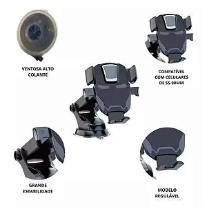 SUPORTE VEICULAR PARA CELULAR COM VENTOSA TOMATE MTG-213