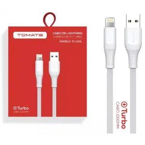 CABO DE DADOS USB PARA IPHONE TURBO 1M 5V 2.1A TOMATE TC-103L