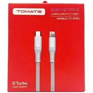 CABO DE DADOS TURBO TYPE-C PARA IPHONE 1M TOMATE TC-103CL