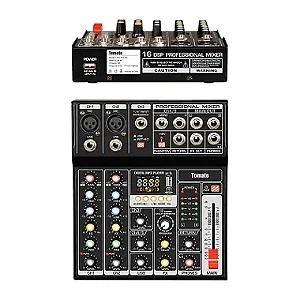 MESA DE SOM COM 5 CANAIS USB 5W TOMATE TYT-005