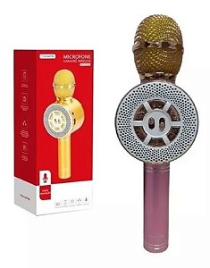 MICROFONE KARAOKE SEM FIO WIRELESS COM LED TOMATE MT-1035