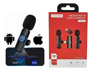 MICROFONE DE LAPELA WIRELESS TYPE-C COM ADAPTADOR PARA IPHONE TOMATE MT-2217