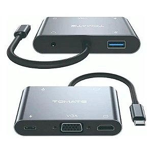 ADAPTADOR TYPE-C PARA HDMI VGA P2 E USB TOMATE MTV-617