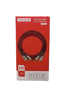 CABO DE AUDIO 2RCA PARA 2RCA 90CM TOMATE MCB-046