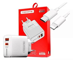 KIT CARREGADOR LIGHTINING 20W TOMATE TT-2001UL