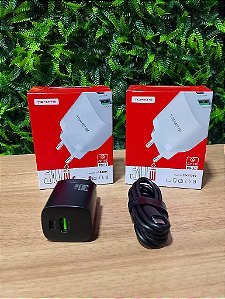 KIT CARREGADOR TURBO 1 TYPE-C 1 USB 30W TOMATE TT-3023C