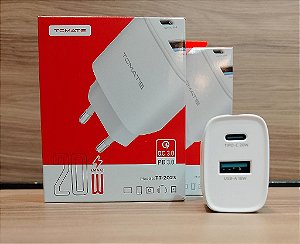 CARREGADOR TURBO 1 TYPE-C 1 USB 20W TOMATE TT-2023