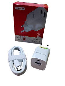 KIT CARREGADOR TURBO LIGHTINING 1 TYPE-C 1 USB 20W TOMATE TT-2022L