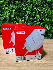 KIT CARREGADOR TURBO 1 TYPE-C 1 USB 20W TOMATE TT-2023C