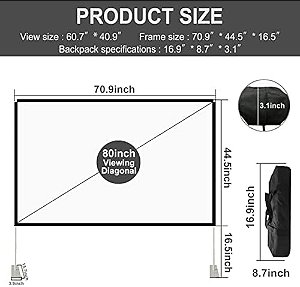 TELA DE PROJECAO DOBRAVEL 80 POLEGADAS MPR-1080D