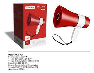 MEGAFONE RECARREGAVEL 20W TOMATE MLB-013
