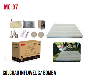 COLCHAO INFLAVEL C/ TECIDO SUEDE E BOMBA DE AR INCLUSA 195X150X25CM TOMATE MC-37