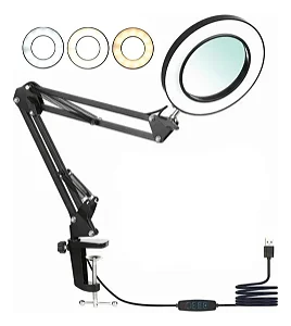 LUMINARIA DE LED RING LIGHT 6" COM LUPA TOMATE MLG-116