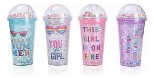 COPO DE PLASTICO COM BOLHA DE LED 450ML TOMATE AK-4512