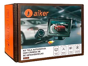 KIT TELA AUTOMOTIVA COM CAMERA DE RE INFRAVERMELHO 12V AIKER AMA-143
