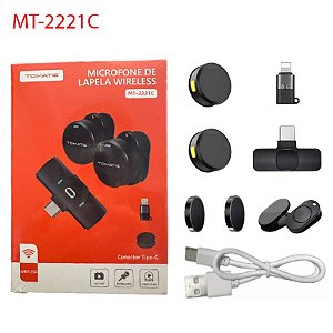 MICROFONE DE LAPELA TYPE-C COM ADAPTADOR PARA IPHONE TOMATE MT-2221C