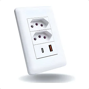 TOMADA DE PAREDE TRIPOLAR TYPE-C E USB 110/250V ONEX EX-5613
