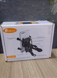 SUPORTE DE CELULAR PARA MOTO COM ENTRADA USB ONEX SUP-7414