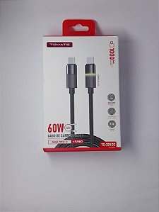 CABO DE DADOS TURBO TYPE-C PARA TYPE-C 60W TOMATE TC-221CC