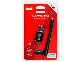 ADAPTADOR WIFI USB COM BANDA DUPLA 2.4GHZ / 5.0GHZ  TOMATE MWI-003