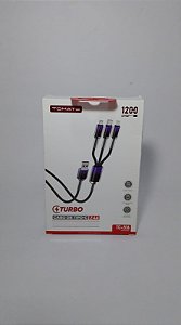 CABO DE DADOS 3 EM 1 USB PARA V8 / TYPE-C / IPHONE TOMATE TC-516