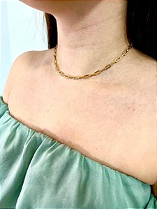 GARGANTILHA BANHADA A OURO 18K - GARGANTILHA MODELO CARTIER 5mm x 35cm.