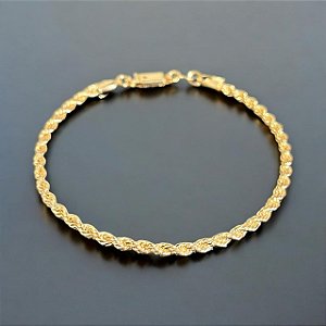 PULSEIRA BANHADA A OURO 18K - MODELO CORDÃO BAIANO FECHO GAVETA 3mm x 21cm