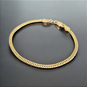 PULSEIRA BANHADA A OURO 18K - MODELO GRUMET DUPLO 3mm x 21cm