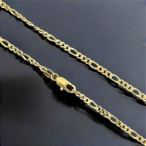 CORRENTE BANHADA A OURO 18K -  MODELO 3 POR 1 FECHO LAGOSTA 3mm x 60cm