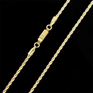 CORRENTE BANHADA A OURO 18K - MODELO CORDÃO BAIANO 2mm x 60cm