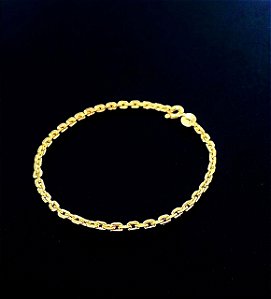 PULSEIRA BANHADA A OURO 18K - MODELO ELO CADEADO 3mm x 21cm