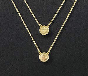 ESCAPULÁRIO SÃO BENTO BANHADO A OURO 18K