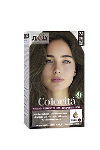 Coloração Profissional Permanente em Creme Coloritá 7.1 Louro Médio Acinzentado