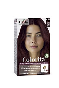 Coloração Itely Hair Fashion Profissional Permanente em Creme Coloritá 4.66 Castanho Médio Vermelho Intenso