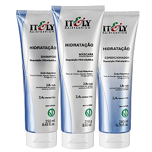 Kit Itely Hidratação Shampoo Condicionador e Máscara Maciez e Anti Frizz 250g 3 Itens