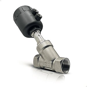 Válvula assento inclinado inox rosca 1 polegada + cabeçote termoplástico