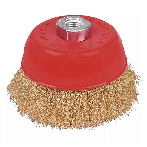 ESCOVA COPO AÇO  ONDUL. LATONADA - M14 X 100MM