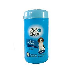 Lenço Umedecido Cães e Gatos Macho Pet Clean 75 unidades
